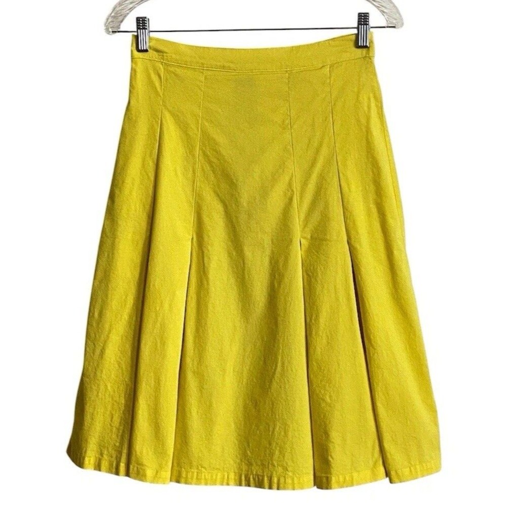 Shabby Apple Skirt Size 4 Bright Yellow Box Pleated Indie Retro Flair